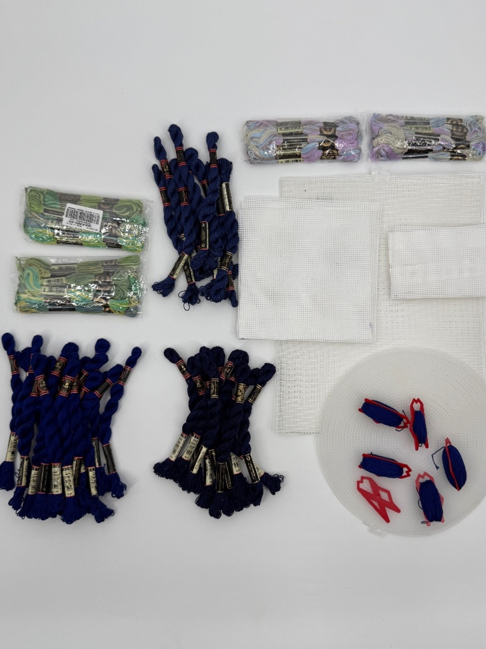Huge Embroidery Needlepoint Craft Lot DMC Perle Cotton Floss Canvas Plastic Mesh